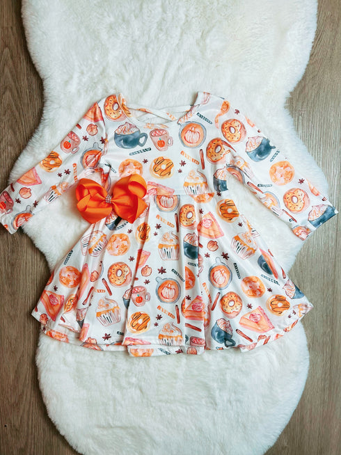 Bowtism Pumpkin Latte Please Dress with Matching Bow - Bowtism